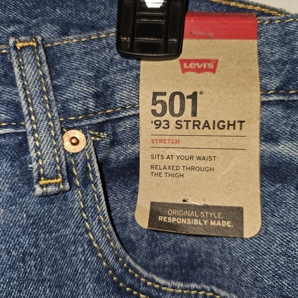 LEVIS 501 93 STRAIGHT LEG JEANS 798300253 BLUE MENS SIZE 34 x 32